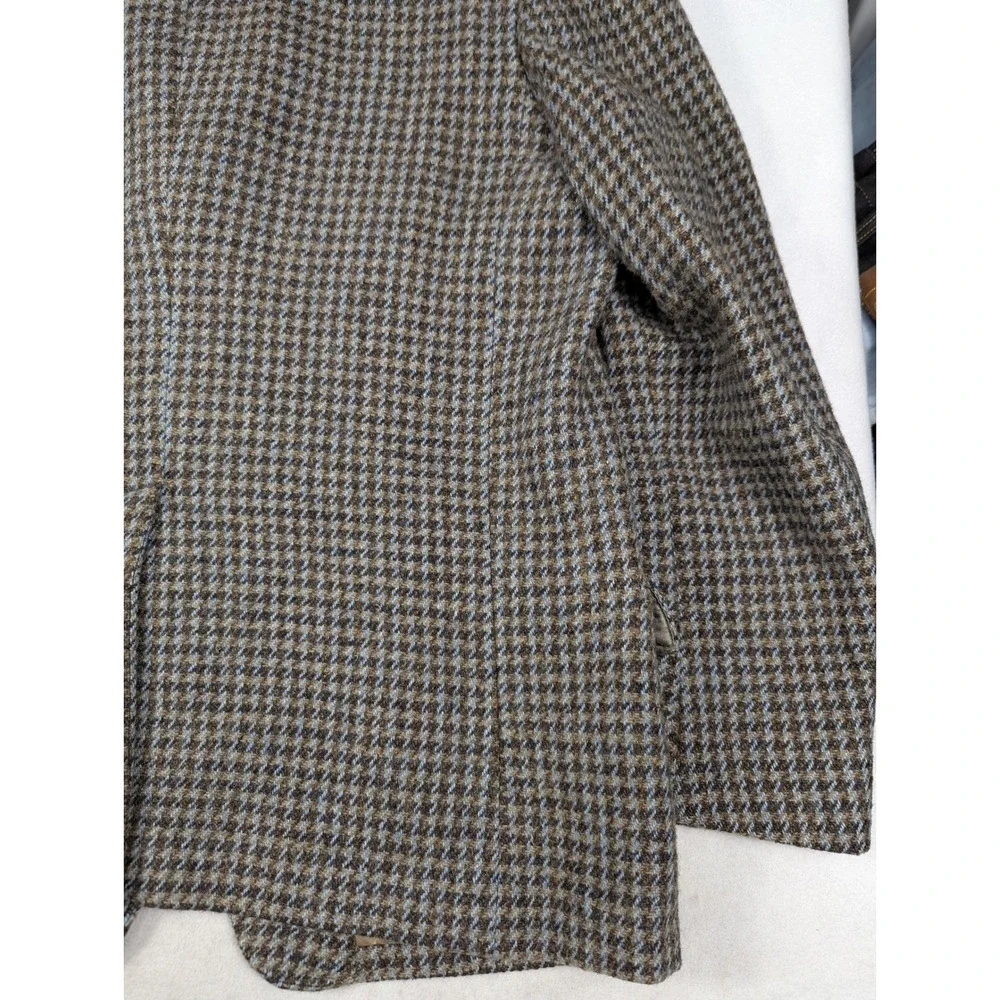 Vintage Harris Tweed Brown Houndstooth Scottish Wool Mens Blazer Size 44R‎